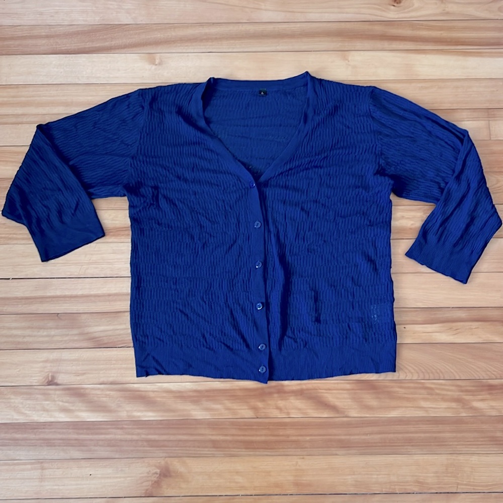 Amazing Essentials Blue Cardigan Sz L